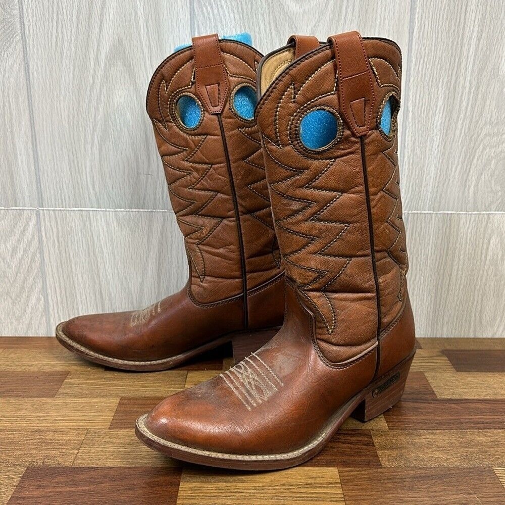 Ramrods Mens Cowboy Boots 7.5 Brown Leather Mid Calf Western Work Wear Embroider - Picture 14 of 16